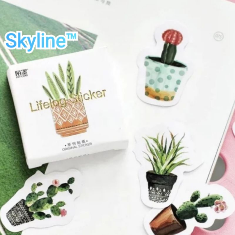 

Sticker Kiss Cut Scrap Book Journal Dengam Motif Tanaman Simple Isi 45Pcs