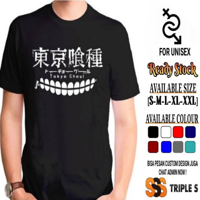 KAOS TOKYO GHOUL SMILE KAOS ANIME TULISAN KANJI JEPANG