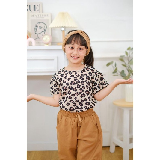 Atasan Leopard Kemeja Atasan Anak Cewek Neeca Kiddos Size 2,4,6,8,10 Y