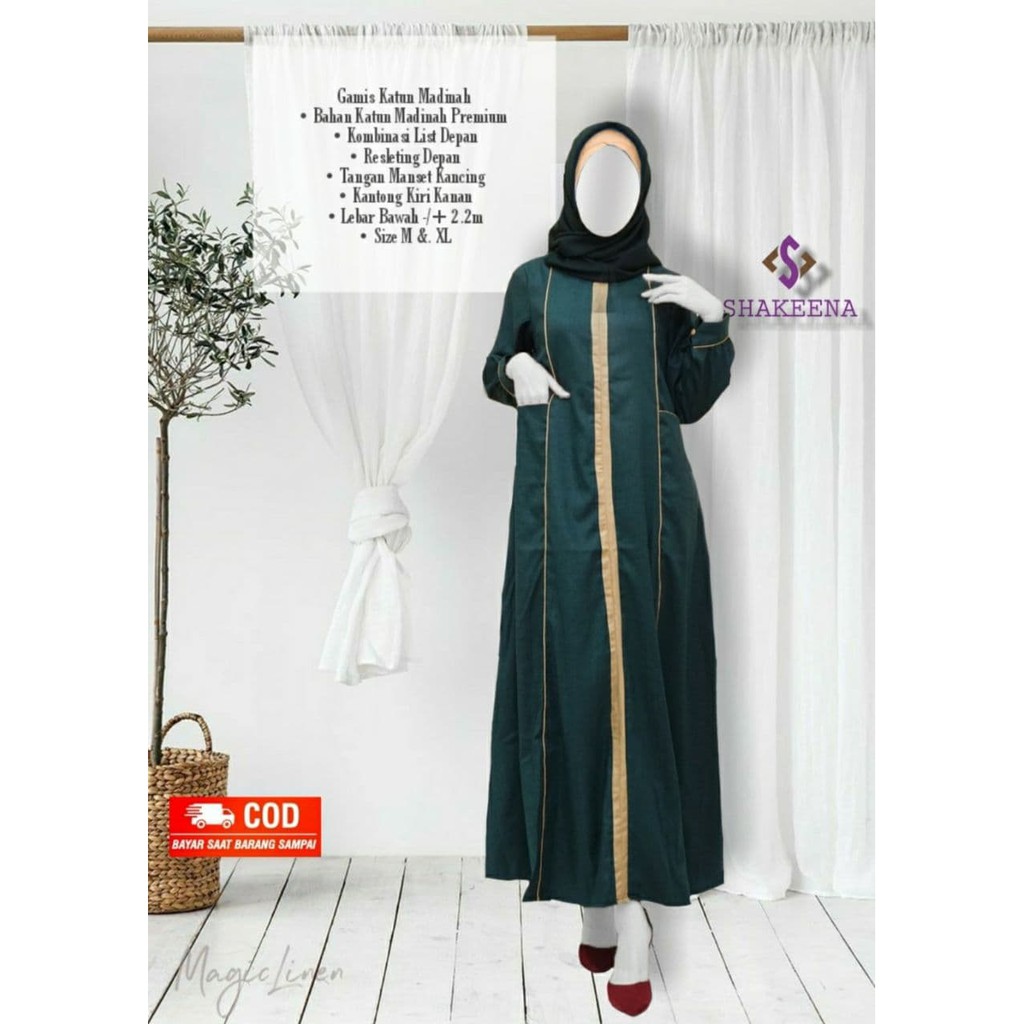 Gamis syari Adem terbaru katun madinah kombinasi