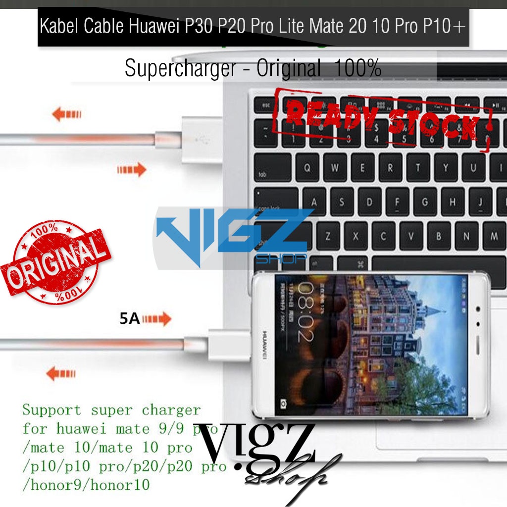 Kabel Cable Huawei P30 P20 Pro Lite Mate 20 10 Pro P10 Plus Lite Supercharger 5A Original