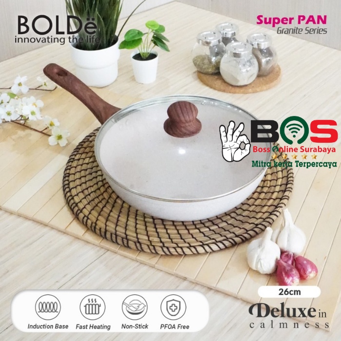 BOLDe Super Pan 26 CM + Tutup Kaca Superpan BOLDe Granite 26 CM + Lid