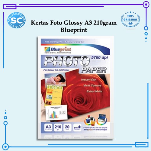 

Kertas Foto Glossy A3 210gram Blueprint