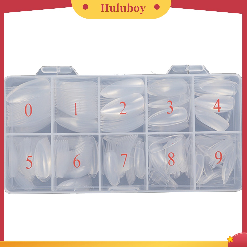 Huluboy Huluboy♡ 500pcs Kuku Palsu Akrilik Full Cover Transparan Bentuk Bulat