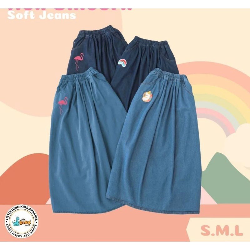 Rok Soft Jeans Anak dan dewasa by Little Dino kisaran 6-12 Tahun