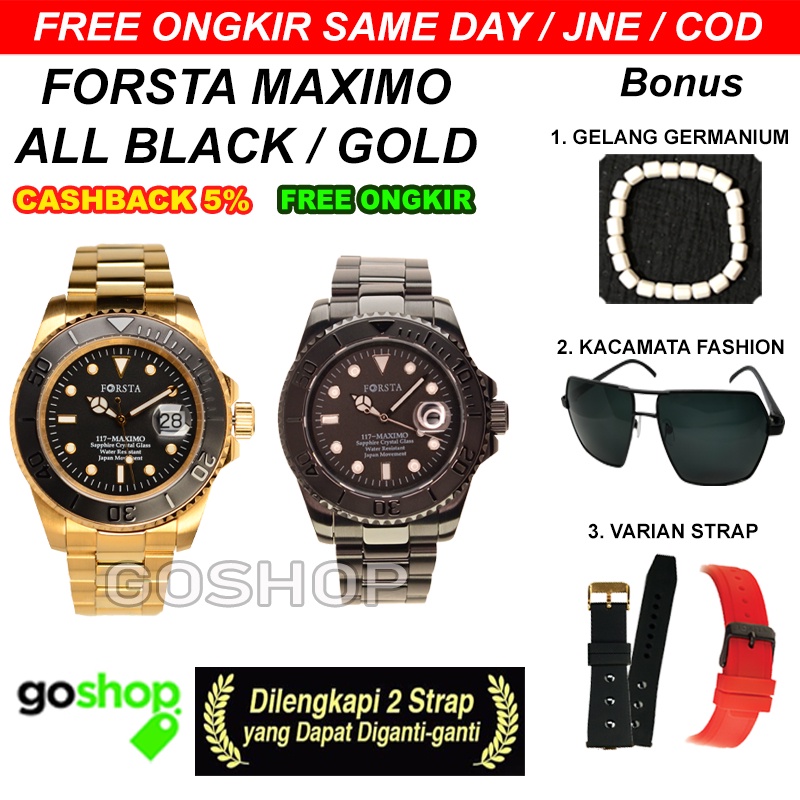 Gratis Ongkir FORSTA MAXIMO 117 Gold/All Black - Jam Tangan Kesehatan  GRATIS ONGKIR