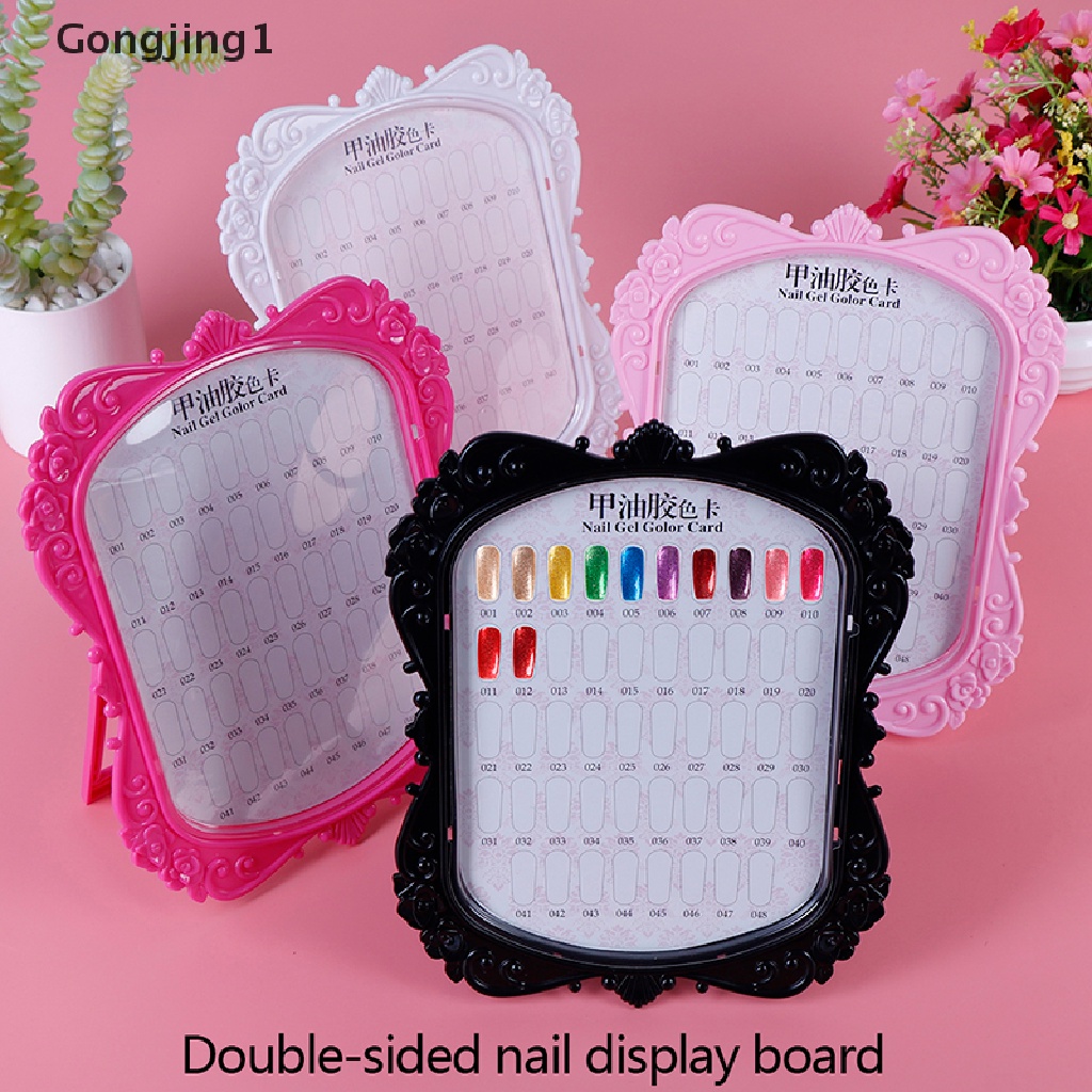 Gongjing1 Papan Display Warna Kuku 48 Tip Dua Sisi Untuk Latihan Nail Art