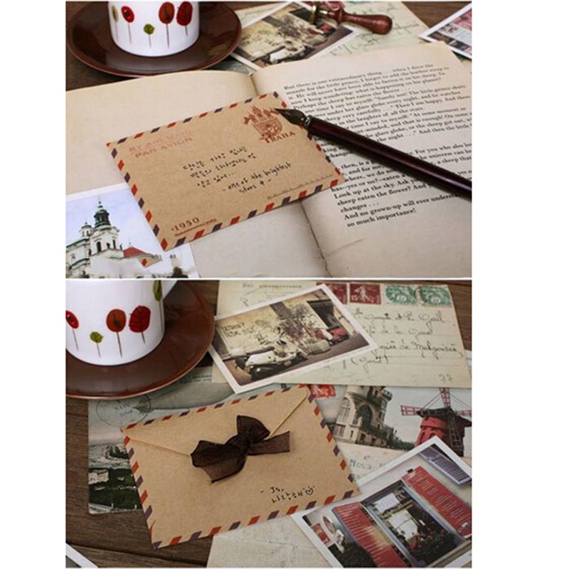 【Theredsunrisesiwy.id】New 10 Sheets Mini Envelope Postcard Letter Stationary Storage Paper Vintage