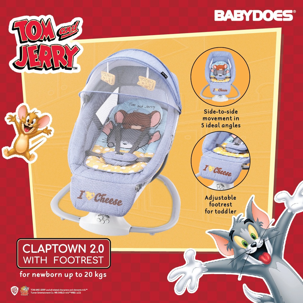 Babydoes Claptown 2.0 AL With Remote Control Ayunan Bayi Bouncer Elektrik Baby Swing Otomatis / Automatic Baby Swinger Chair / Swing Bed