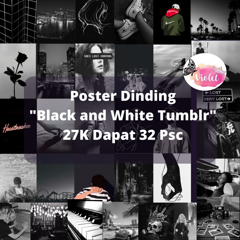 36 Psc Poster Dinding Wallpaper Aesthetic Black And White Shopee Indonesia