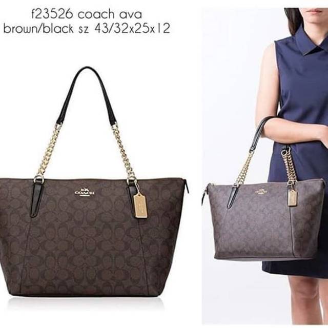 coach ava chain tote black