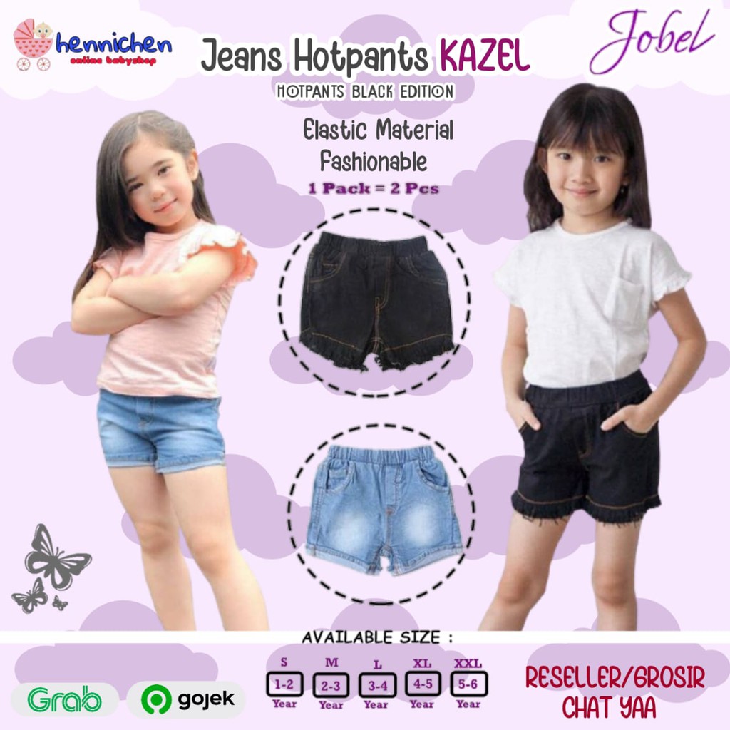 PROMO 1 PCS Jobel Jeans Hotpants Black edition (0 sd 5 tahun)