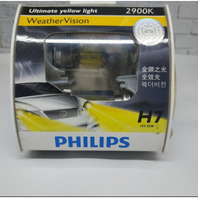 Philips weather vision H7 lampu halogen motor/mobil warna kuning