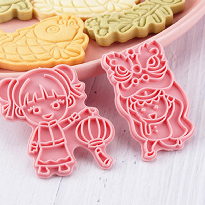 Gro 6pcs Cetakan Cookies / Cookies DIY Bahan Plastik Untuk Festival Musim Semi