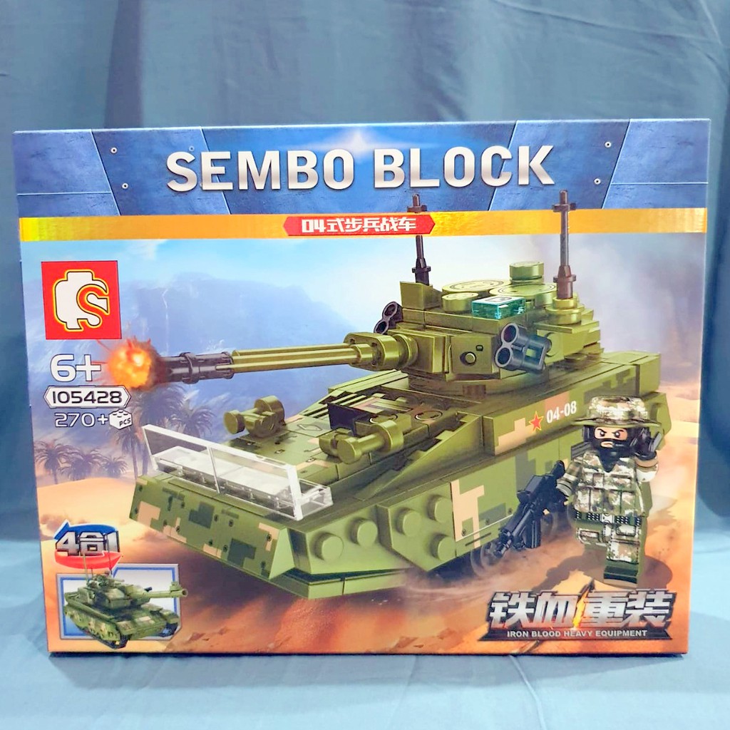 Sembo block 105428 army tank bisa digabung 4in1 tentara mainan perang