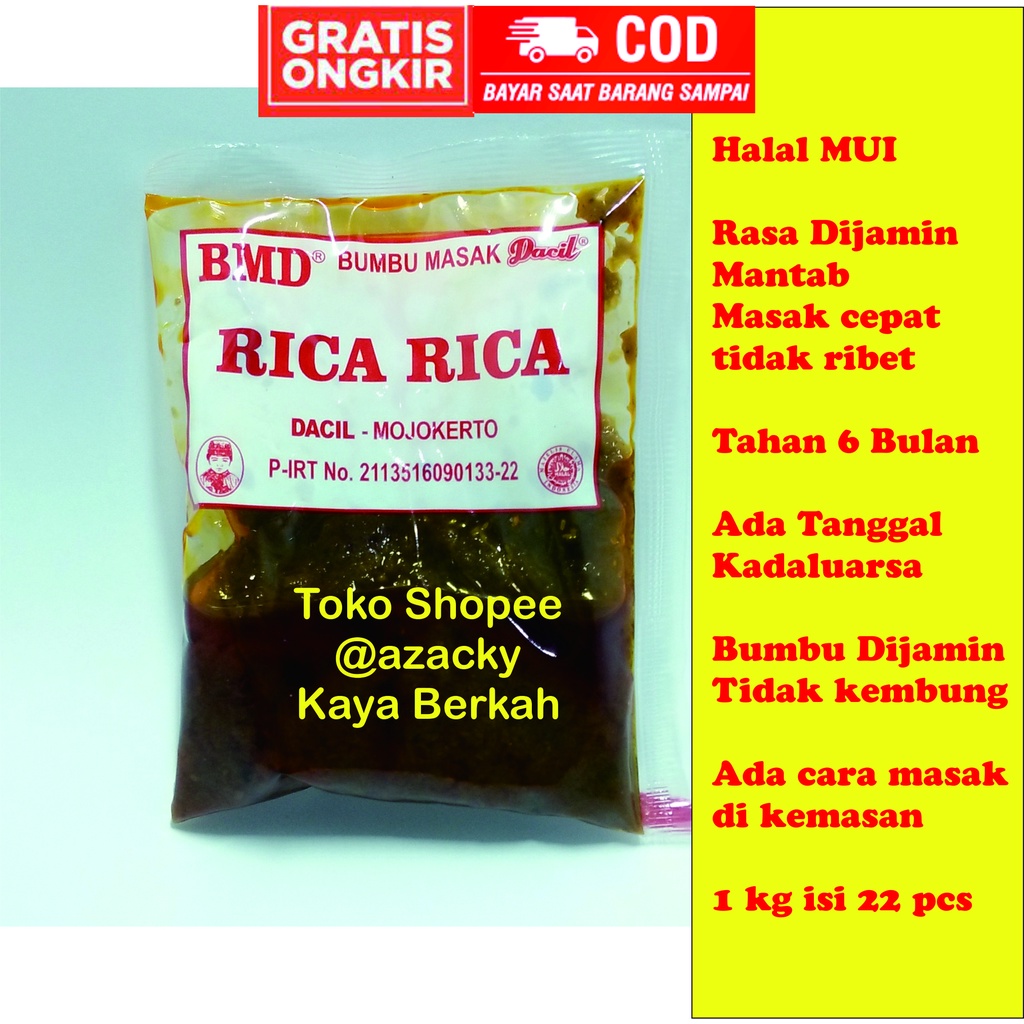 

Bumbu Rica rica mentog atau ayam dari bumbu masak instan Dacil dijamin halal tidak kembung ada cara memasak di kemasan bikin masak cepat dan enak