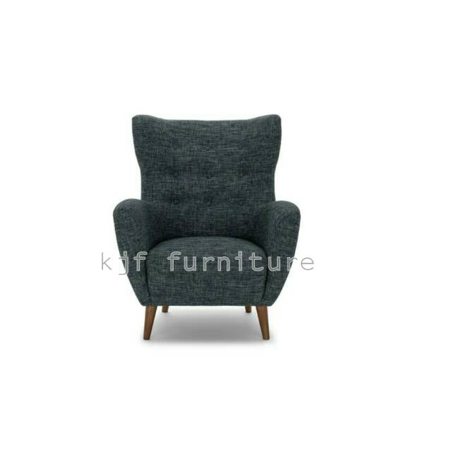 Wing chair sofa single retro arm chair sofa single minimalis vintage kjf bahan kanvas