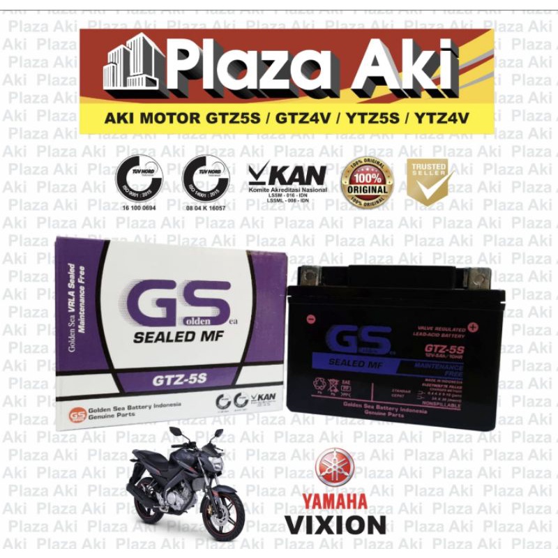 Aki Motor Kering MF Yamaha Vixion GTZ5 GTZ5S GTZ-5S GTZ 5S GS Golden Sea Accu Kering MF (GTZ5S)