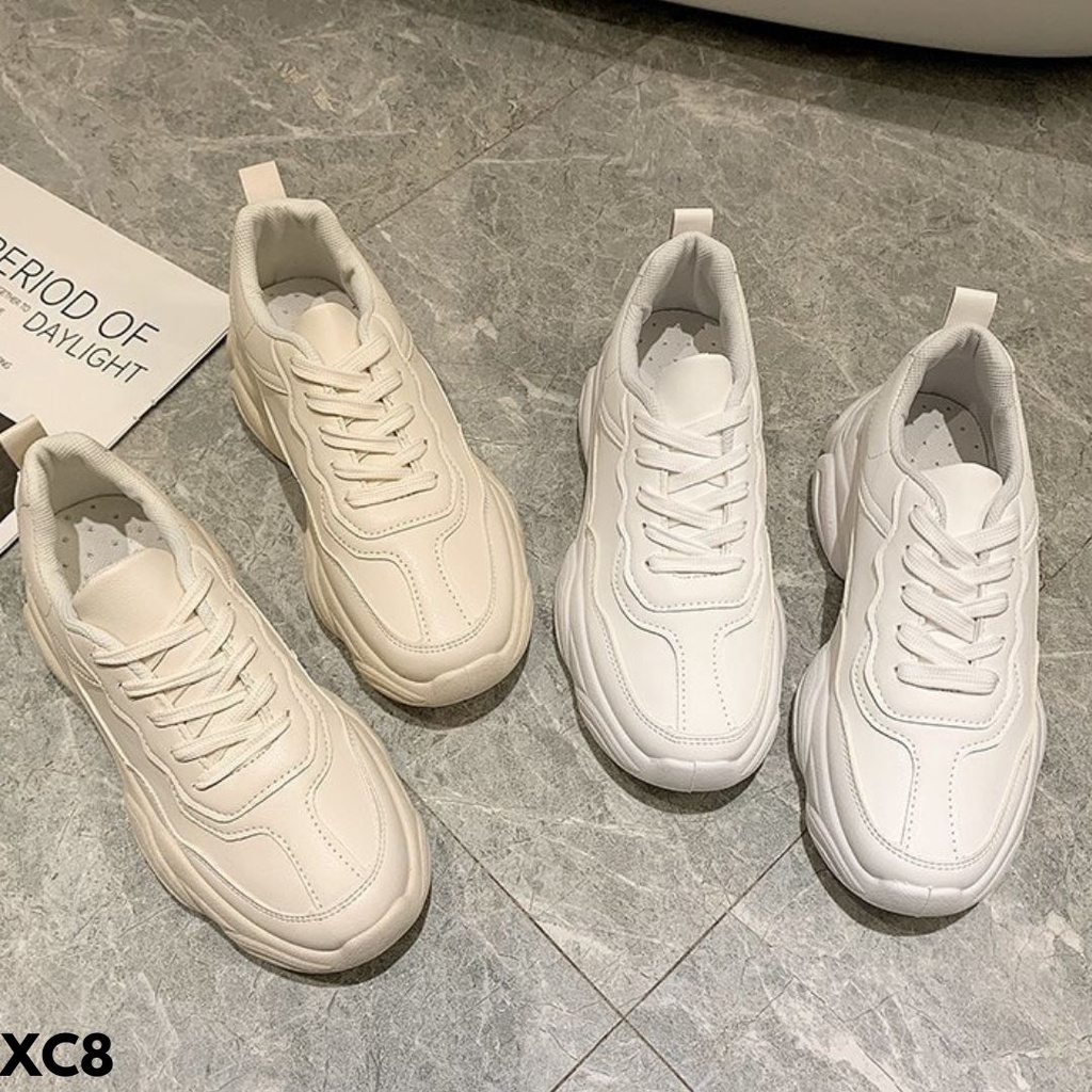 SEPATU SNEAKERS WANITA POLOS SIMPLE HIGHSOLE CLASSIC MOVIE BAHAN PU IMPORT C8