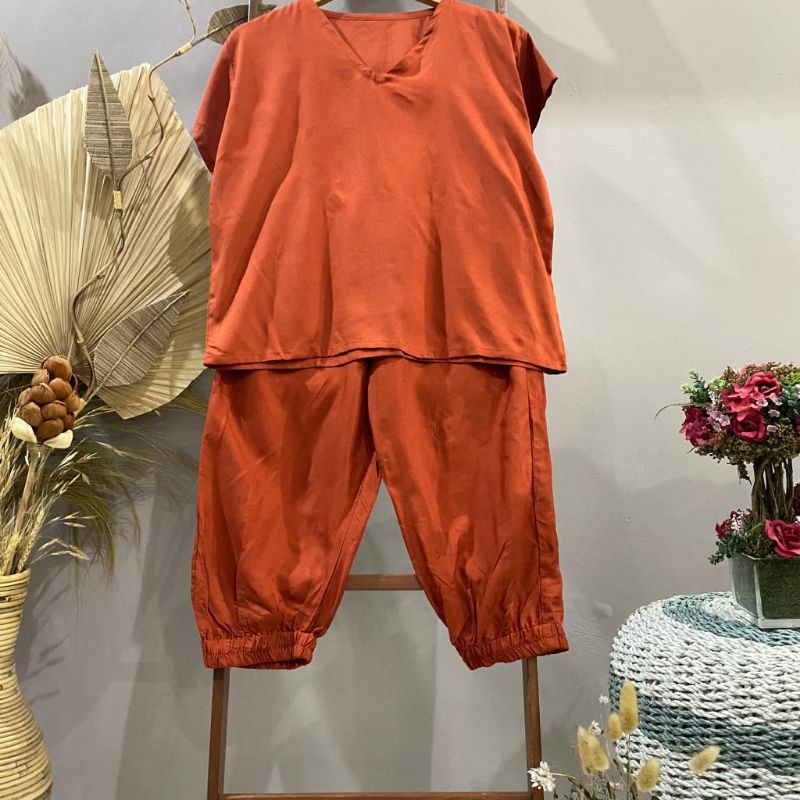 Setelan One set Alicia jogger polos Wanita-Kuning bata