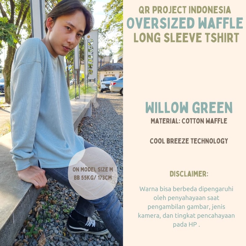 Kaos Oversize Lengan Panjang Cotton Waffle Premium Unisex Oversized Tshirt