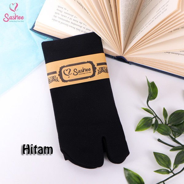 Kaos Kaki Wanita Jempol Dewasa Panjang Warna Polos Muslimah Sashee Original Sepasang All Size-Hitam