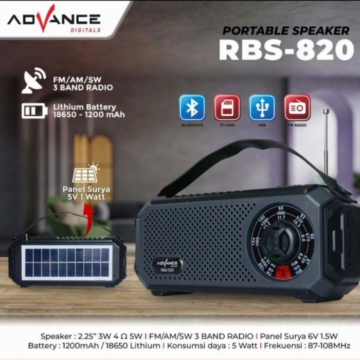 Speaker Portabel Bluetooth Radio Port USB Advance RBS 820