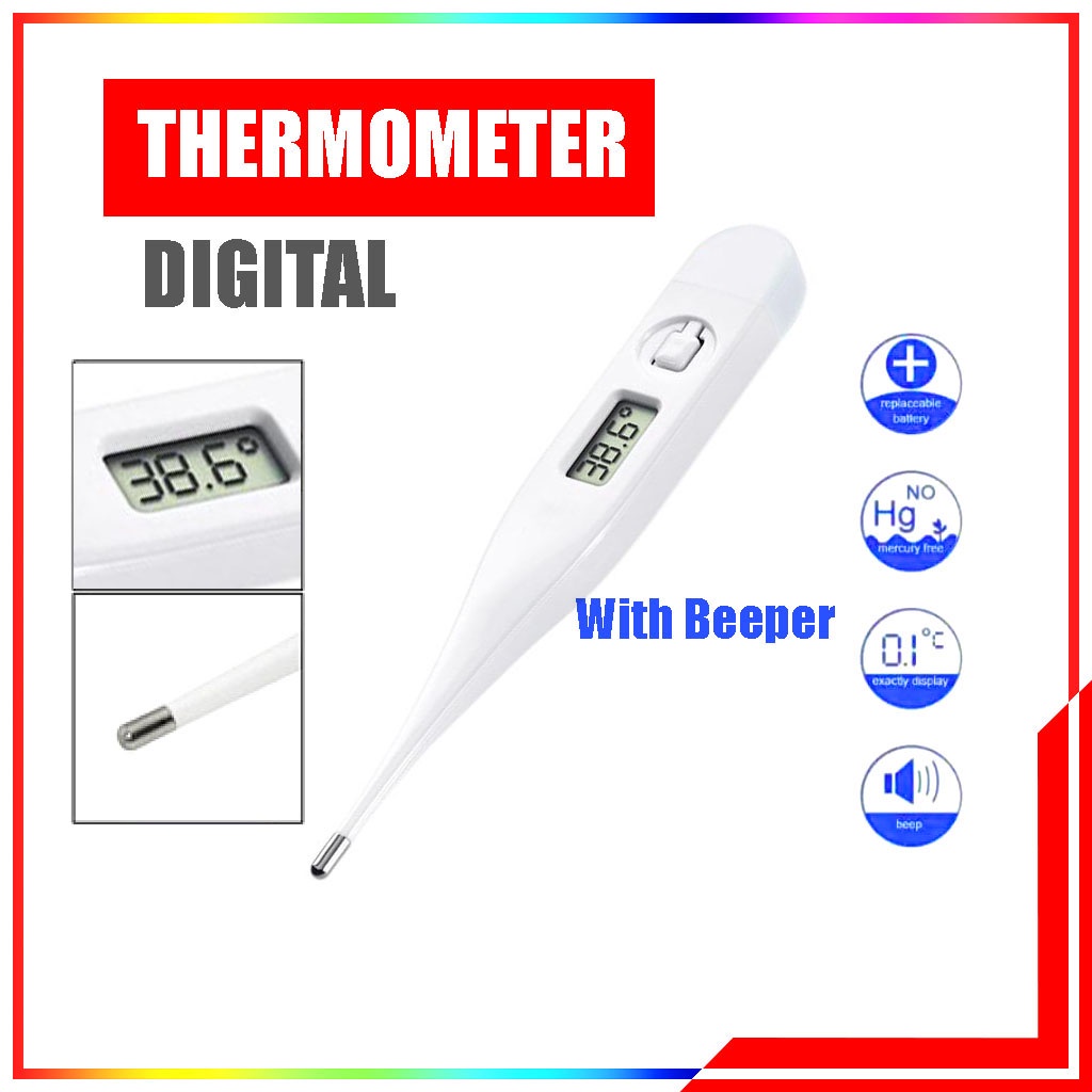 Thermometer Digital Badan Panas Deteksi Celcius Otomatis Termometer With Beeper