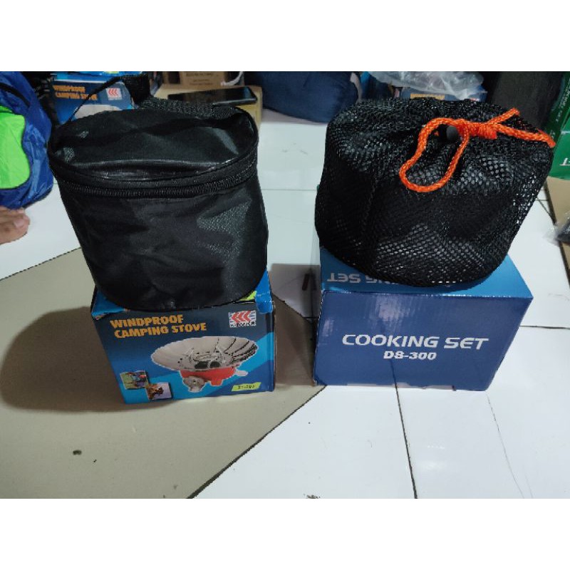 Paket Hemat Cooking Set isi 3 wajan &amp; Kompor windproof Camping/Outdoor