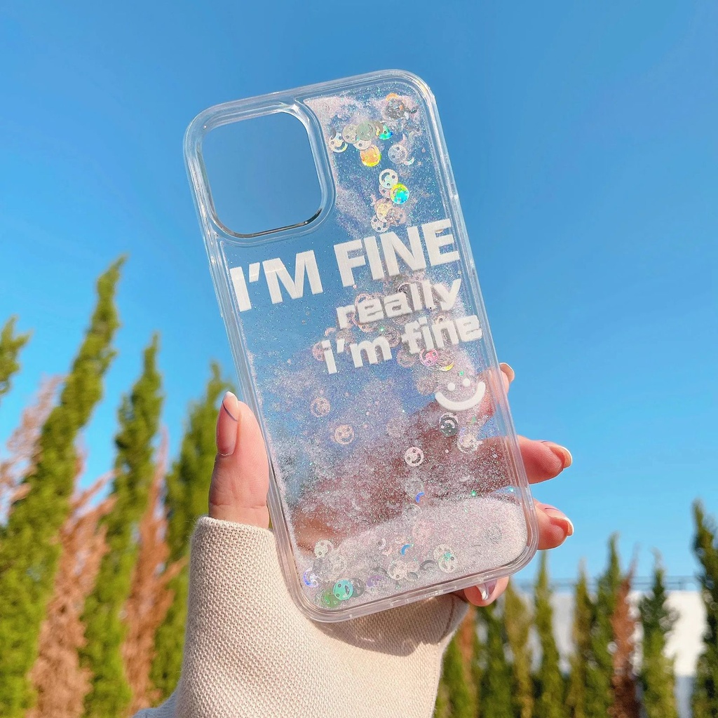 i'm fine glitter liquid case for 7 8 plus xs xr xs max 11 12 13 pro max