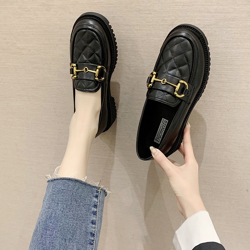 Sepatu Pantofel Slip on Wanita Cewek Import Kulit Sol Karet Murah Hitam Casual Beige Black Loafers Flat Shoes - Ukuran 35 36 37 38 39 40-7