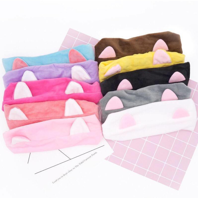 Bandana Kuping Kucing Headband Motif Telinga Kucing Bando Mandi Lucu