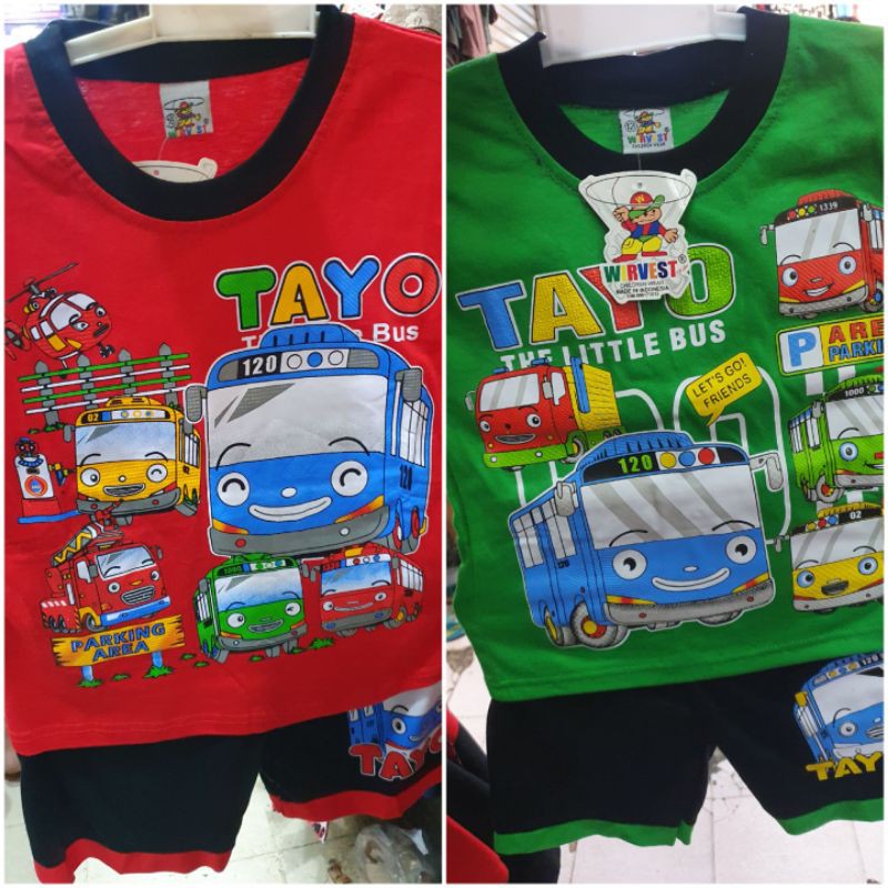 SETELAN BAJU ANAK BUS TAYO 1-10 TAHUN BEST SELLER