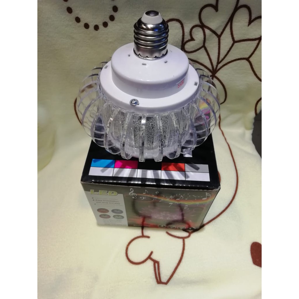 (FO)SPEAKER PORTABLE MUSIC BULB / LAMPU BOHLAM LED E27 5w RGB DENGAN SPEAKER