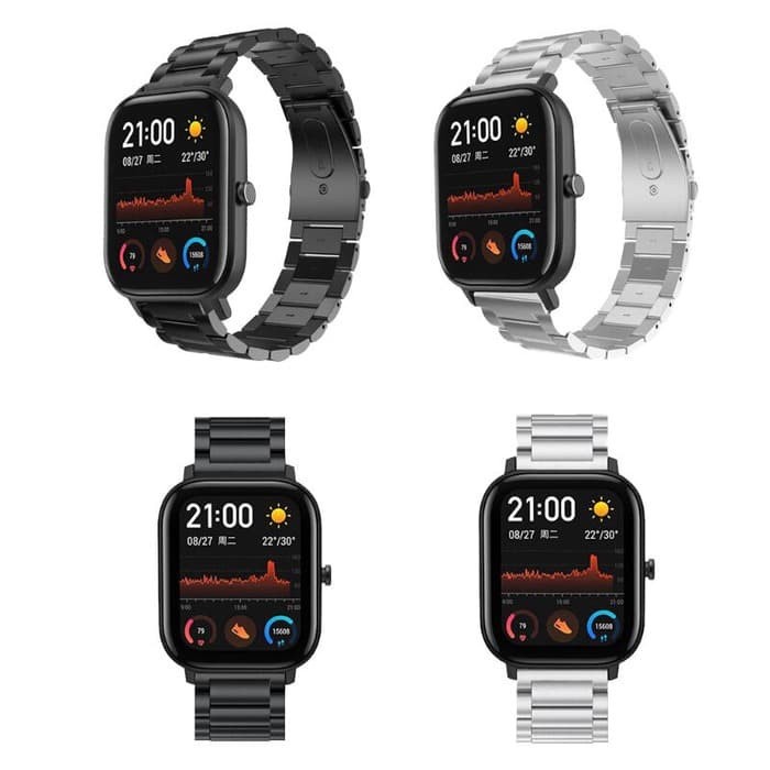 STRAP TALI JAM TANGAN - STAINLESS STYLE 3 BEADS 20MM - FOR XIAOMI HUAMI AMAZFIT GTS BIP WATCH