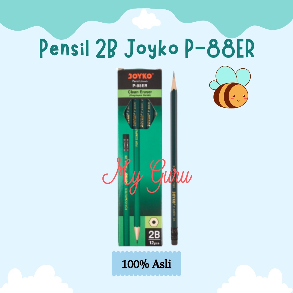 

[PAK] PENSIL 2B JOYKO P-88ER WITH ERASER PENSIL TULIS KAYU
