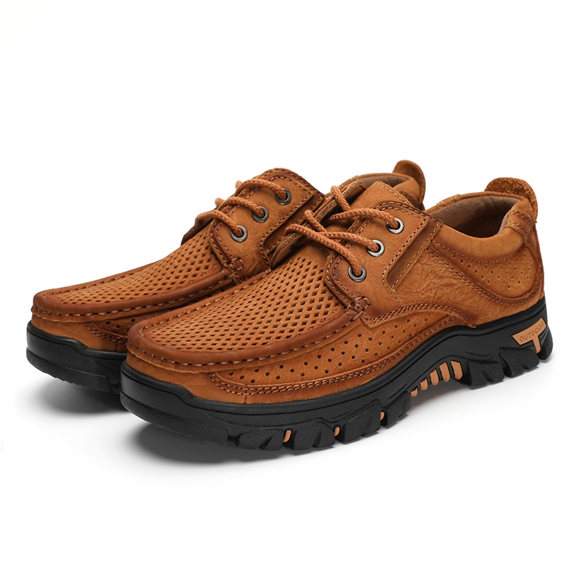 100% Kulit Asli Original Sepatu Olahraga Tali Gunung Outdoor Touring Sepatu Hiking Casual Pria Cowok Dewasa 149