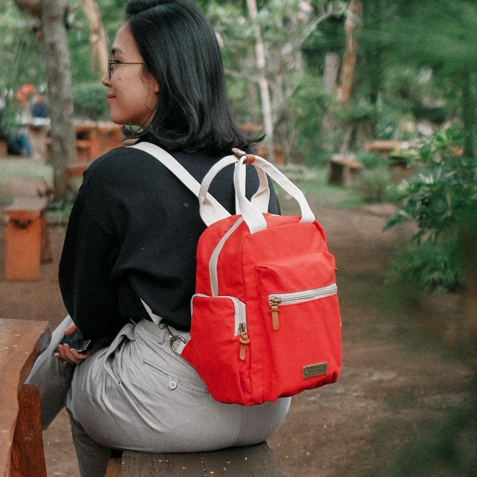 Tas Ransel Wanita Mini Backpack Bahan Kanvas - Virgil Mokamula [JTO. 851277]