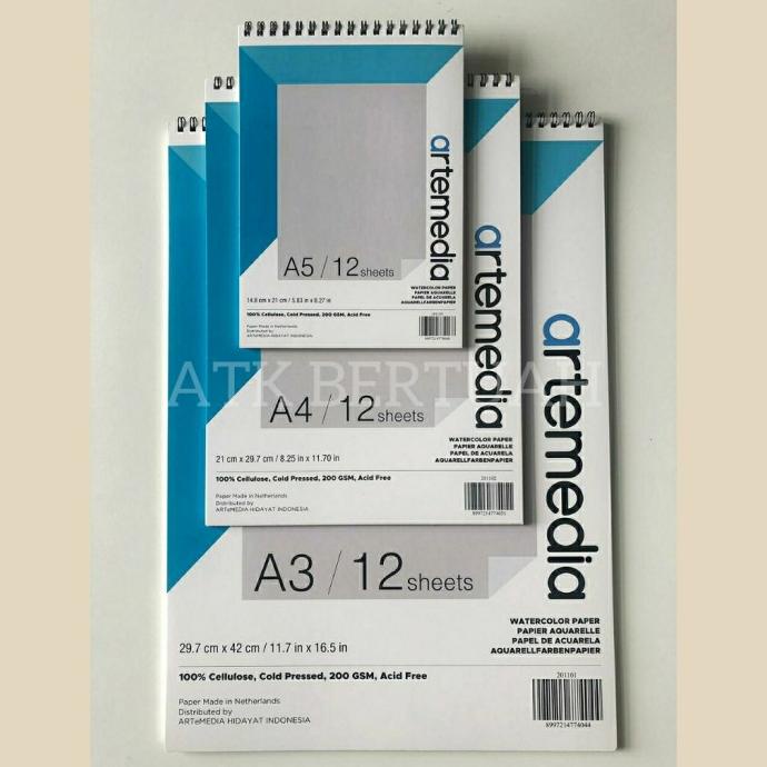 

Artemedia Watercolor Ring Book Buku Gambar Lukis Cat Air A3 A4 A5