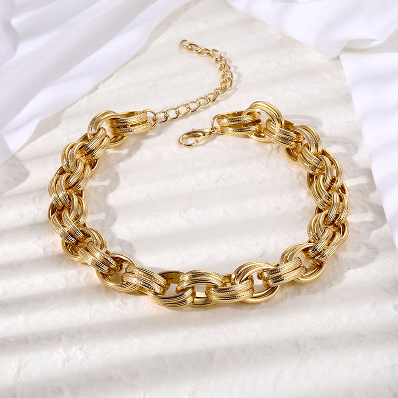 Kalung Choker Rantai Tebal Warna Silver / Gold Gaya Punk Untuk Wanita