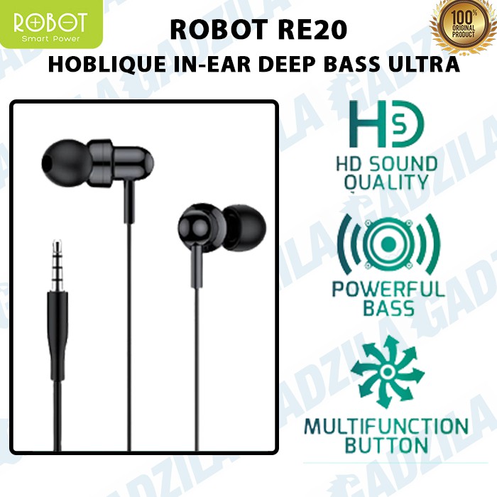 Handsfree HF Robot RE20 Headset In-Ear Deep Bass Ultra Light Earphone