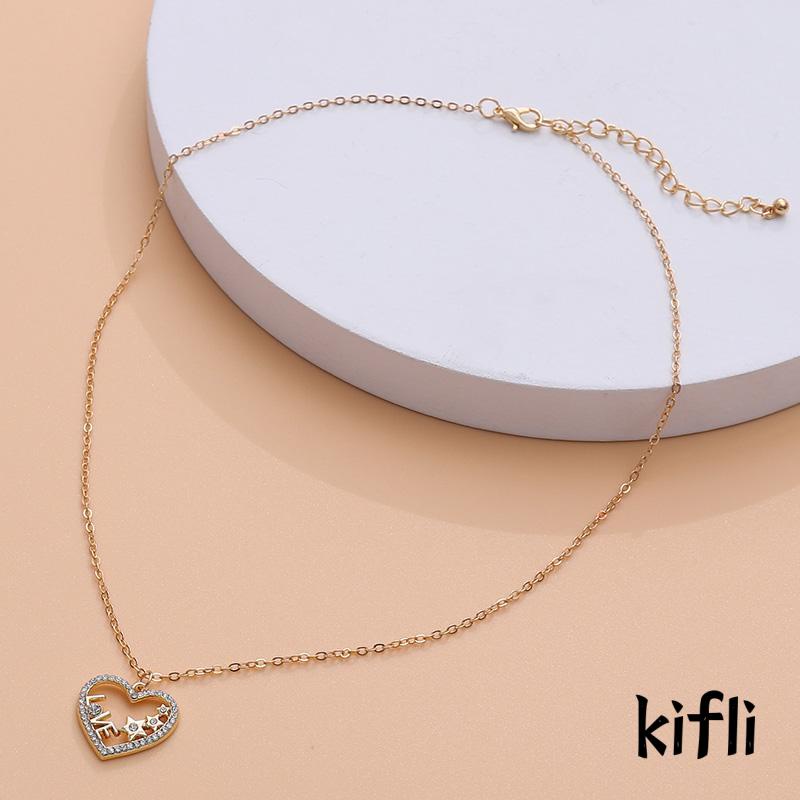Kalung Rantai,Liontin Hati,Bulan ,Bintang,Kupu-Kupu,Tulisan LOVE,Untuk Wanita