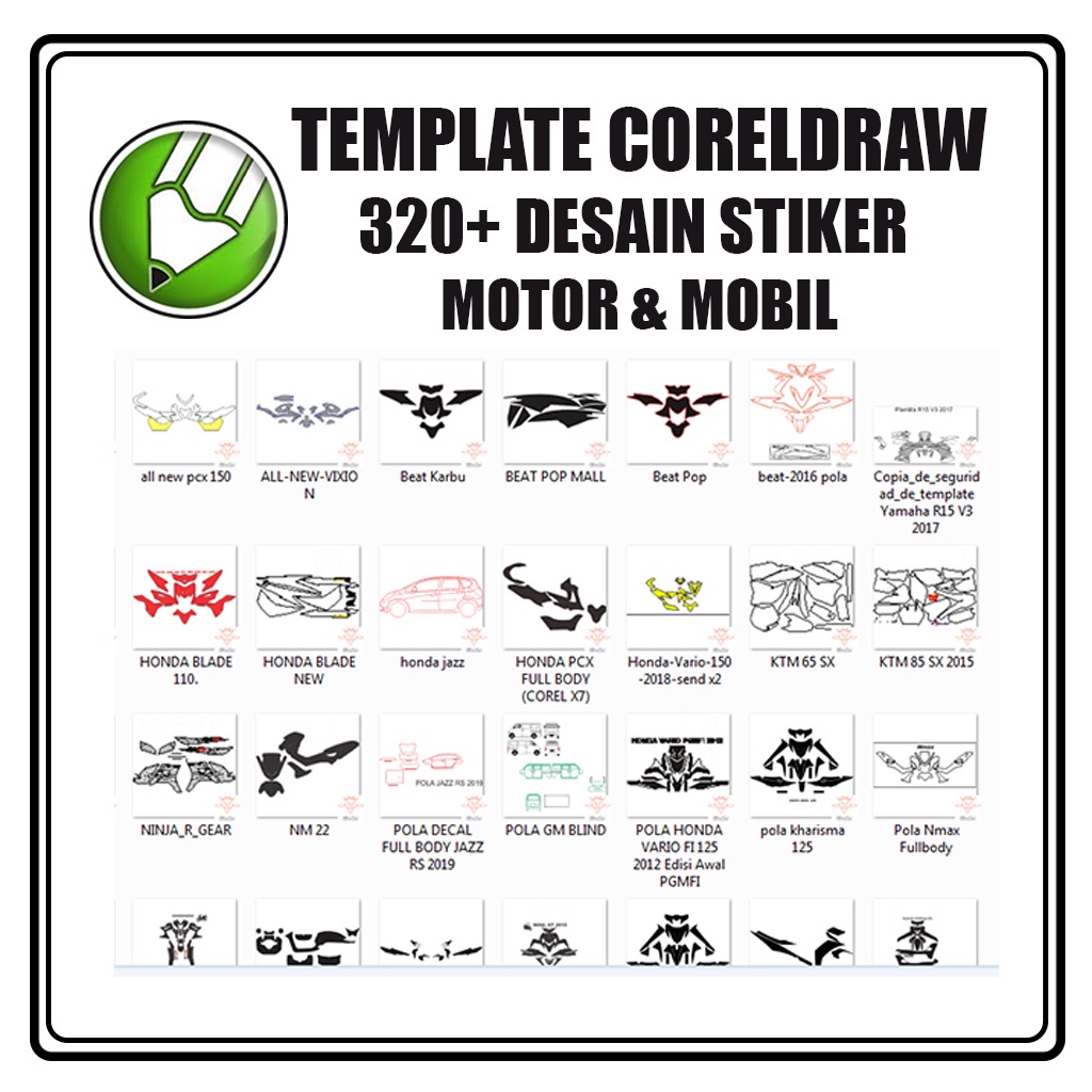 320+ Template Desain Stiker Motor &amp; Mobil CorelDraw siap edit