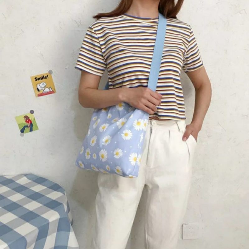 Dem_sare / DS1091 - SUNNY TAS SELEMPANG KANVAS WANITA sling bag kanvas motif.bunga tas slempang.