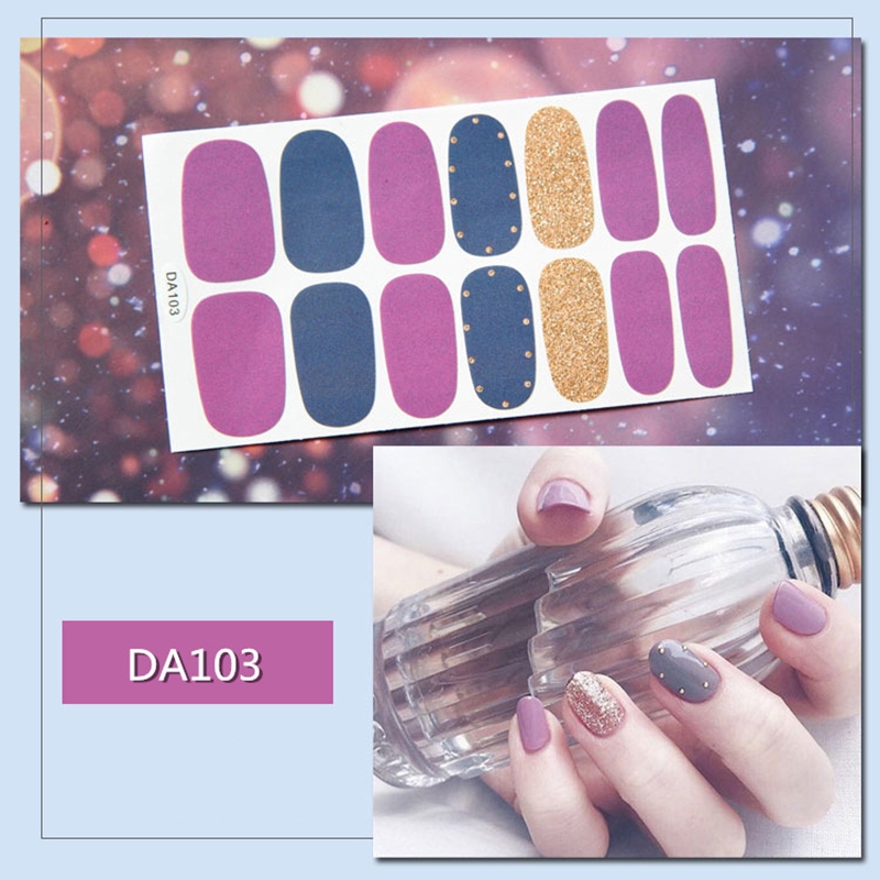 Da101-120 14pcs/lembar Stiker Kuku Palsu 3d Bronzing Untuk Nail Art Diy