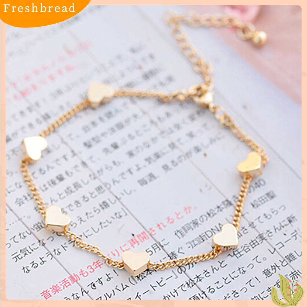Fresh| Gelang Rantai Adjustable Desain Hati Warna Emas Untuk Pesta