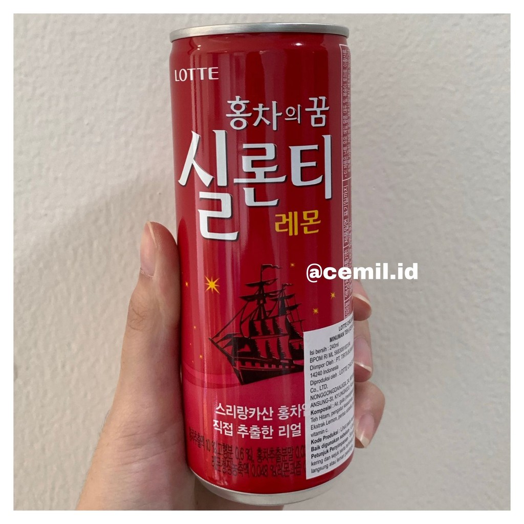 

LOTTE Ceylon Lemon Black Tea Korean Drink - Minuman Kaleng Teh Hitam Lemon Seylon 240ml IMPORT KOREA