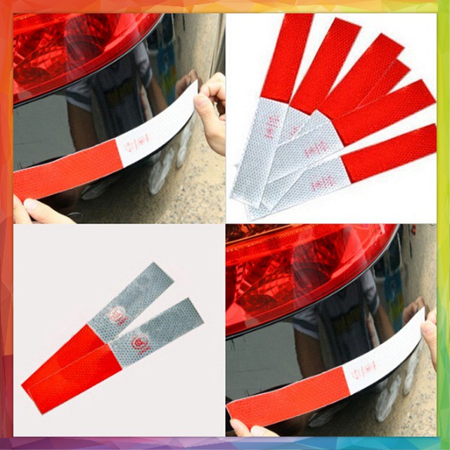 Sticker Reflector Warning Sign Merah Putih Stiker Reflektor Pemantul Cahaya