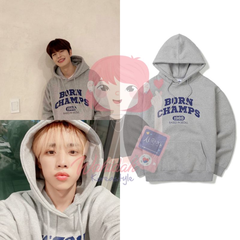 Jaket Hoodie Seungmin Straykids & Sunwoo The Boyz "Born Champs 1988 Based in Seoul" Baju Idol KPop F
