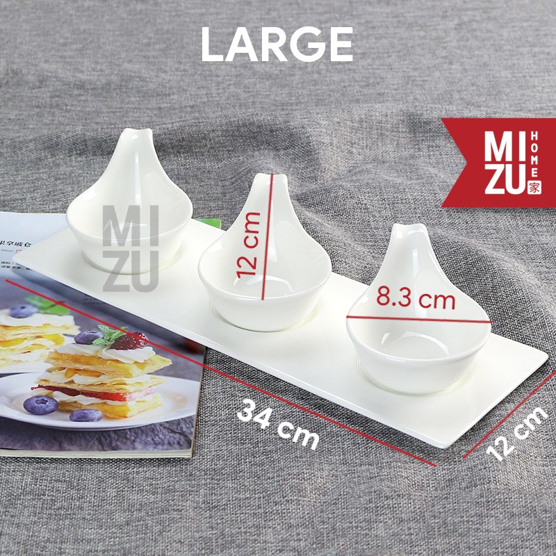MIZU MAGURO Ceramic Appetizer Dish 3 Spoon Tray Set Keramik Penyaji Makanan Cantik-4